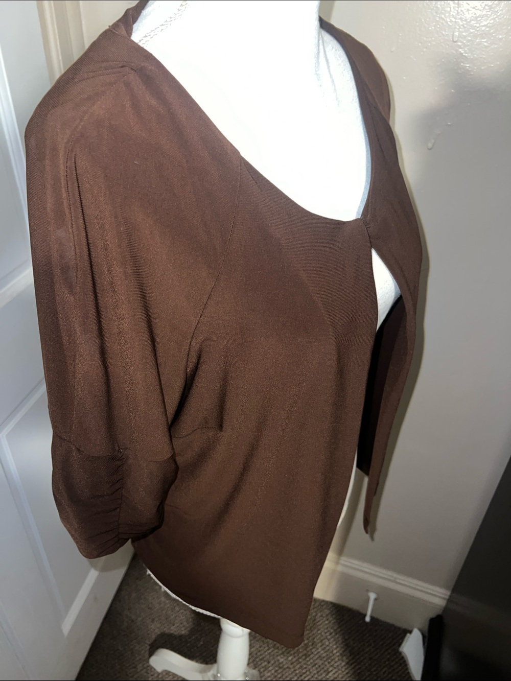 Perceptions Brown Open Front Women's Top - Picture 2 of 3